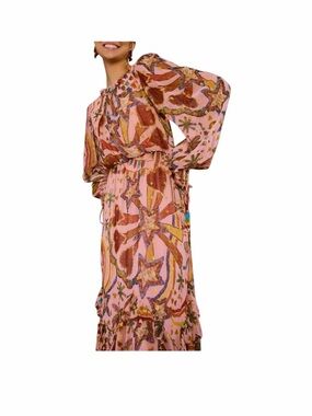 Farm Rio Folk Pink Party Maxi Dress Size M